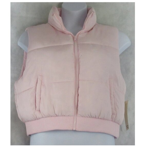 Madden Girl Juniors Zip-Up Puffer Vest, Ballet Light Pink, XL - Picture 1 of 6